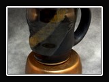Glaze App V.  V. Matte Black (O) (SB146); Swiss Choc (B) (SG150) 2/3; Hazelnut (F) (SG142) 1//3; Apply on angle, overlap. 