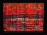 T005.  Handwoven rag wall hanging, Plain weave structure.  Untitled.